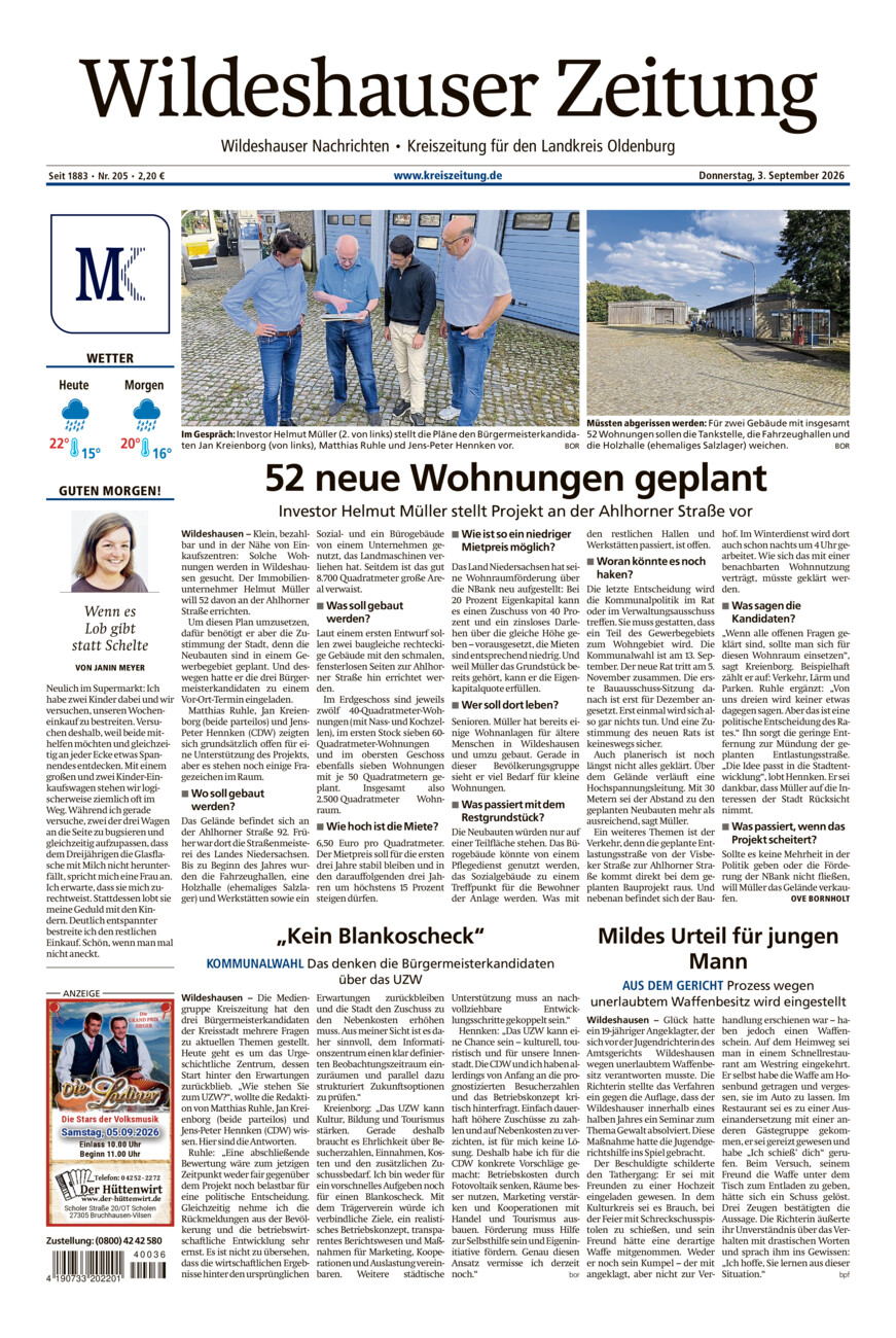 Wildeshauser Zeitung vom Donnerstag, 03.09.2026