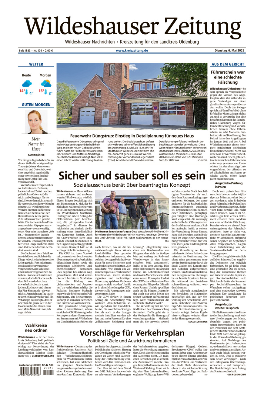 Wildeshauser Zeitung vom Dienstag, 06.05.2025