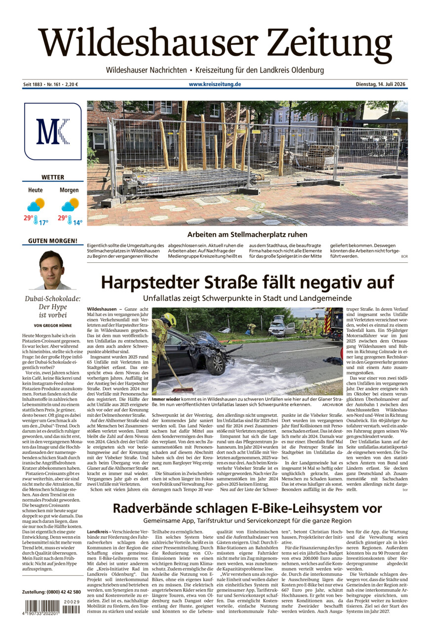 Wildeshauser Zeitung vom Dienstag, 14.07.2026