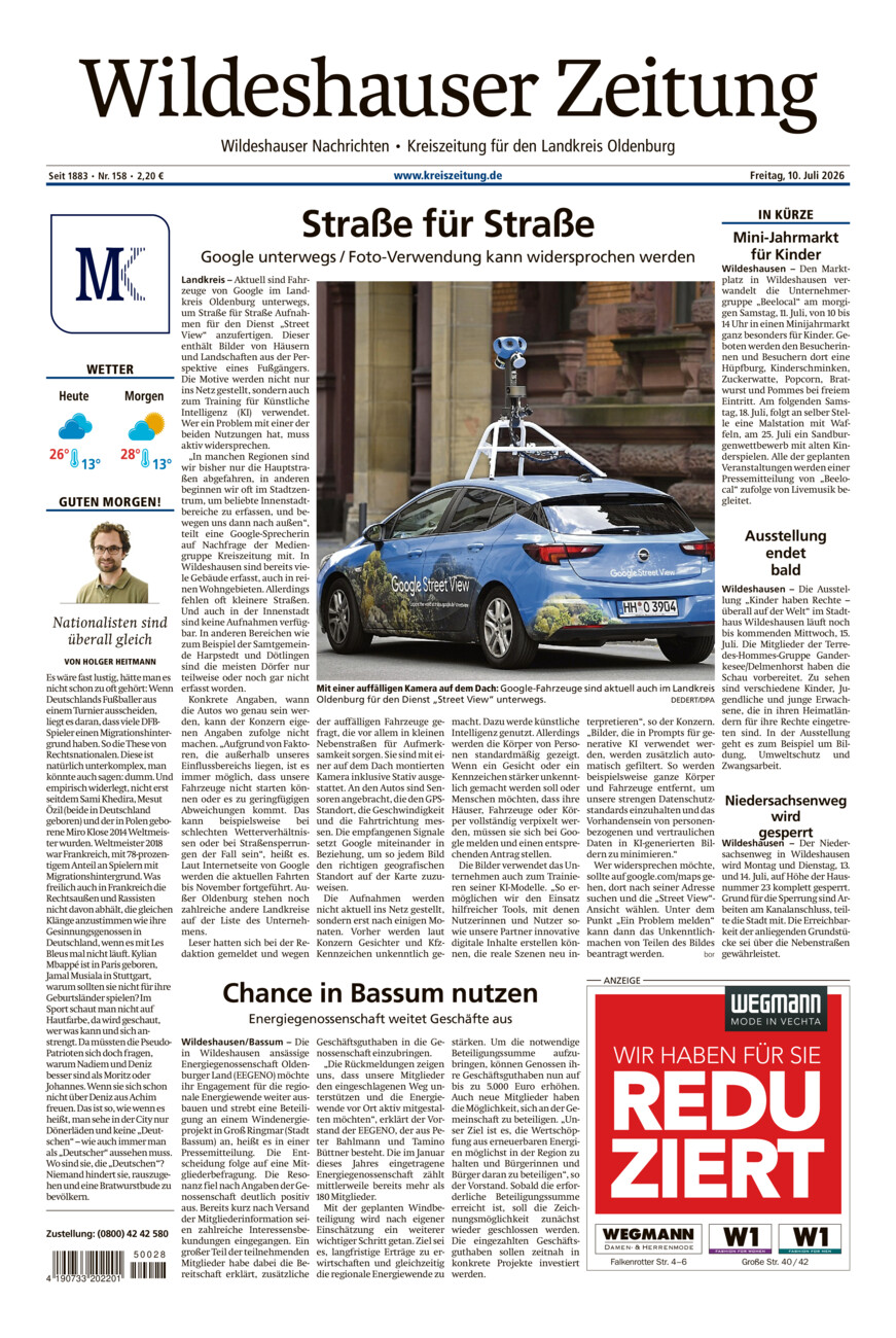 Wildeshauser Zeitung vom Freitag, 10.07.2026