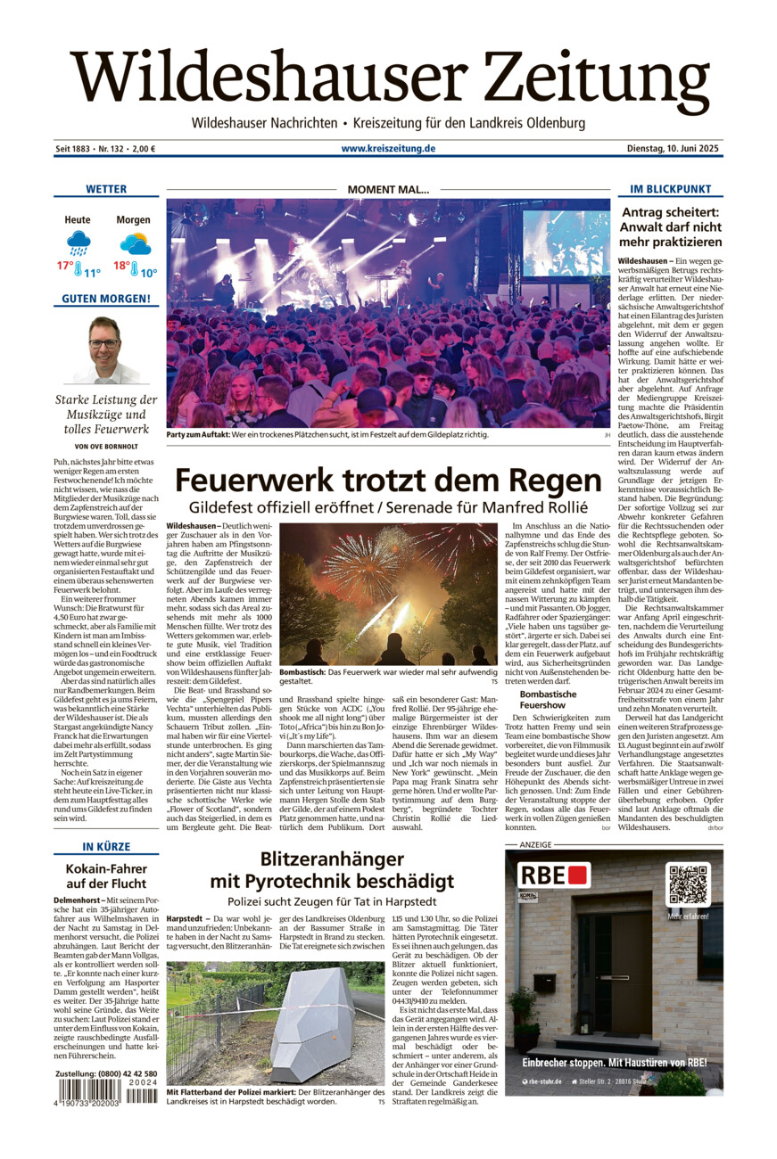 Wildeshauser Zeitung vom Dienstag, 10.06.2025