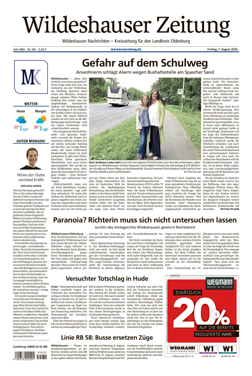 Wildeshauser Zeitung vom Freitag, 07.08.2026