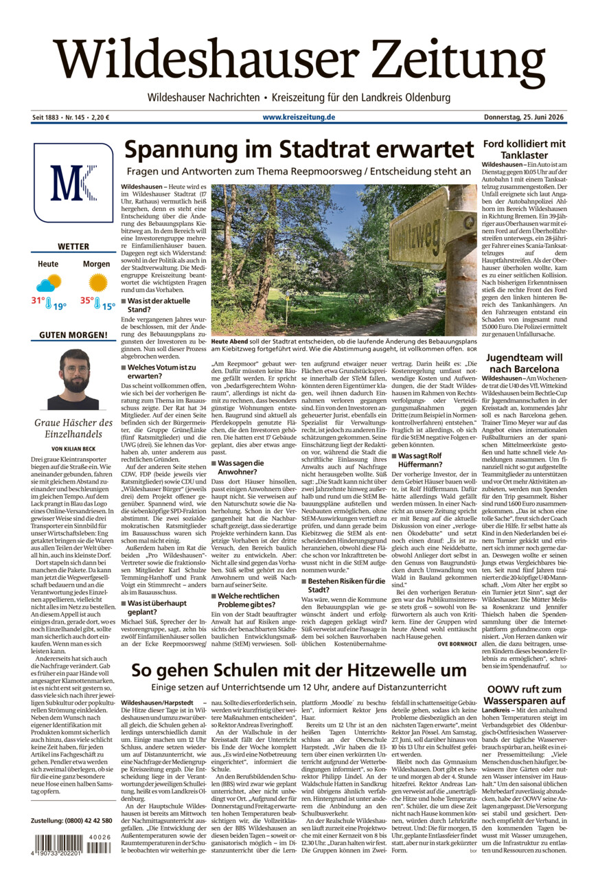 Wildeshauser Zeitung vom Donnerstag, 25.06.2026