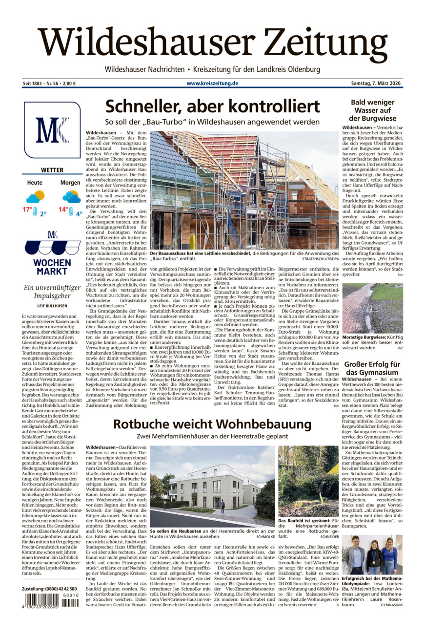 Wildeshauser Zeitung vom Samstag, 07.03.2026