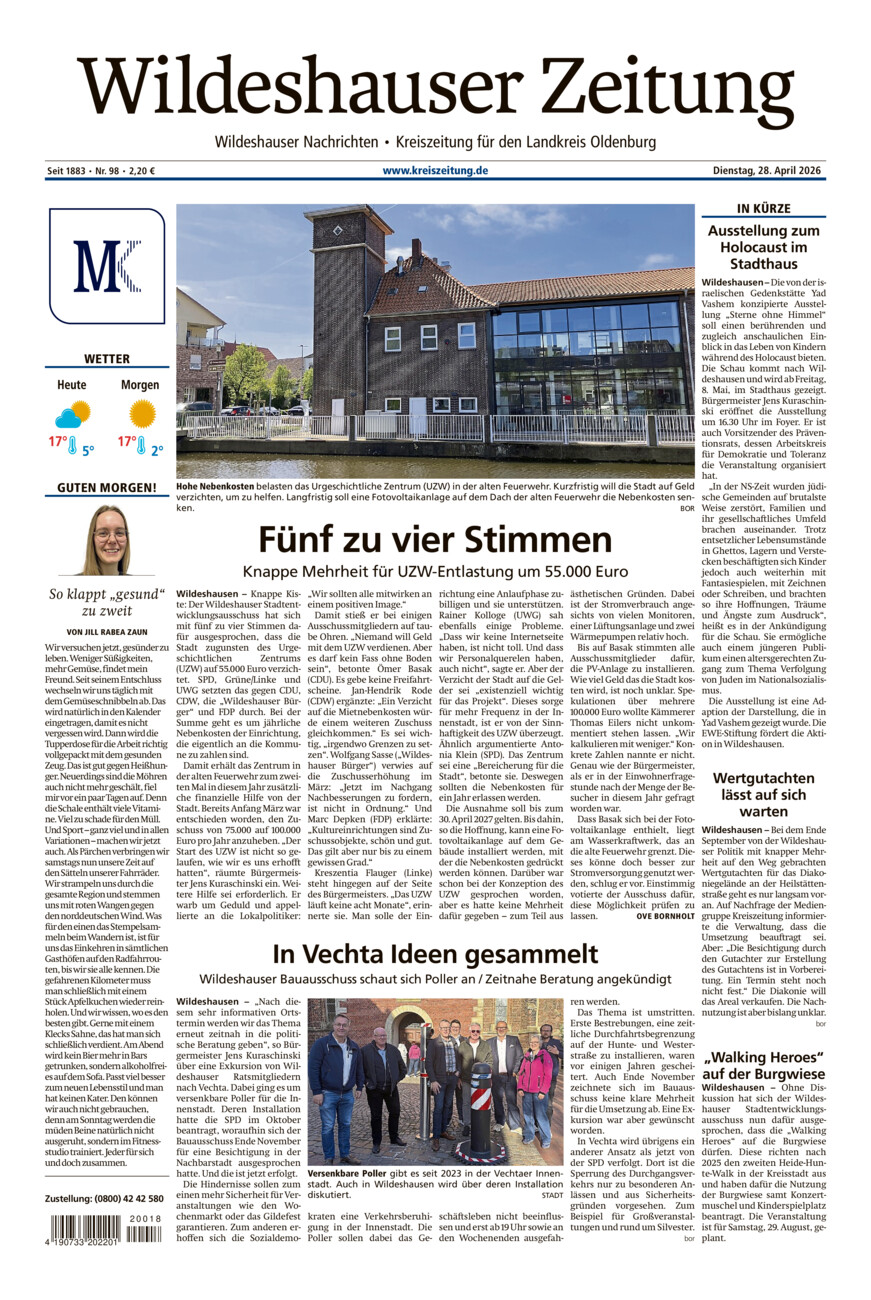 Wildeshauser Zeitung vom Dienstag, 28.04.2026