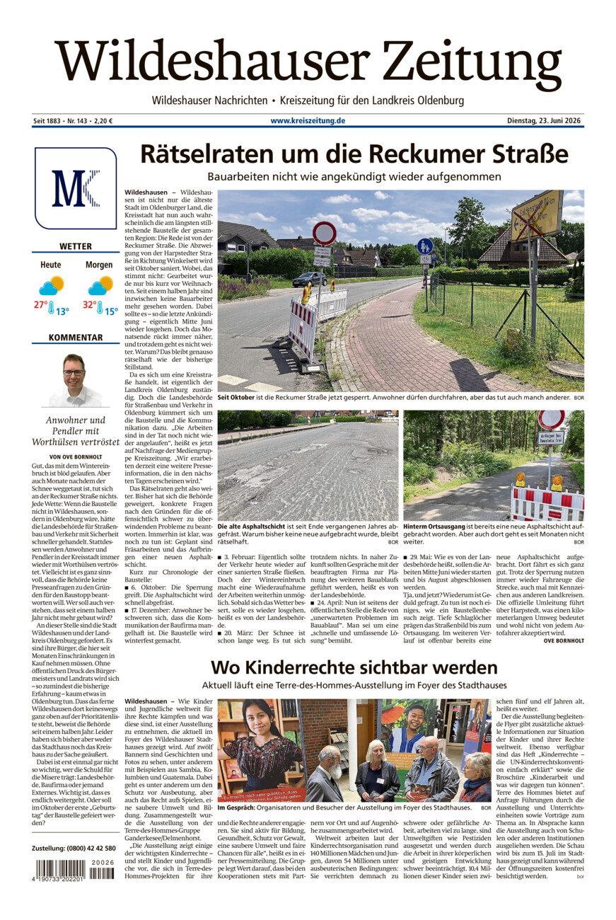Wildeshauser Zeitung vom Dienstag, 23.06.2026