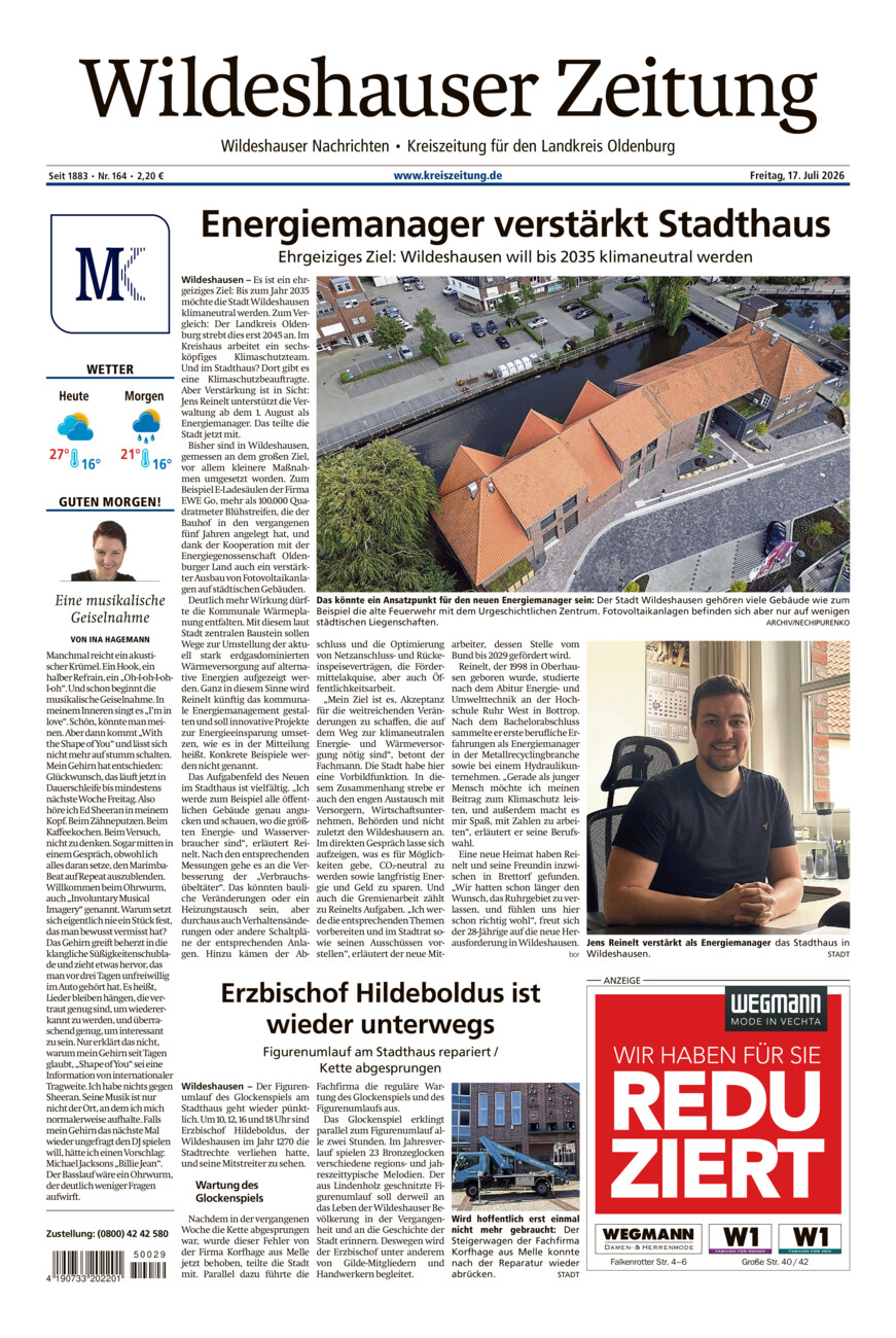 Wildeshauser Zeitung vom Freitag, 17.07.2026