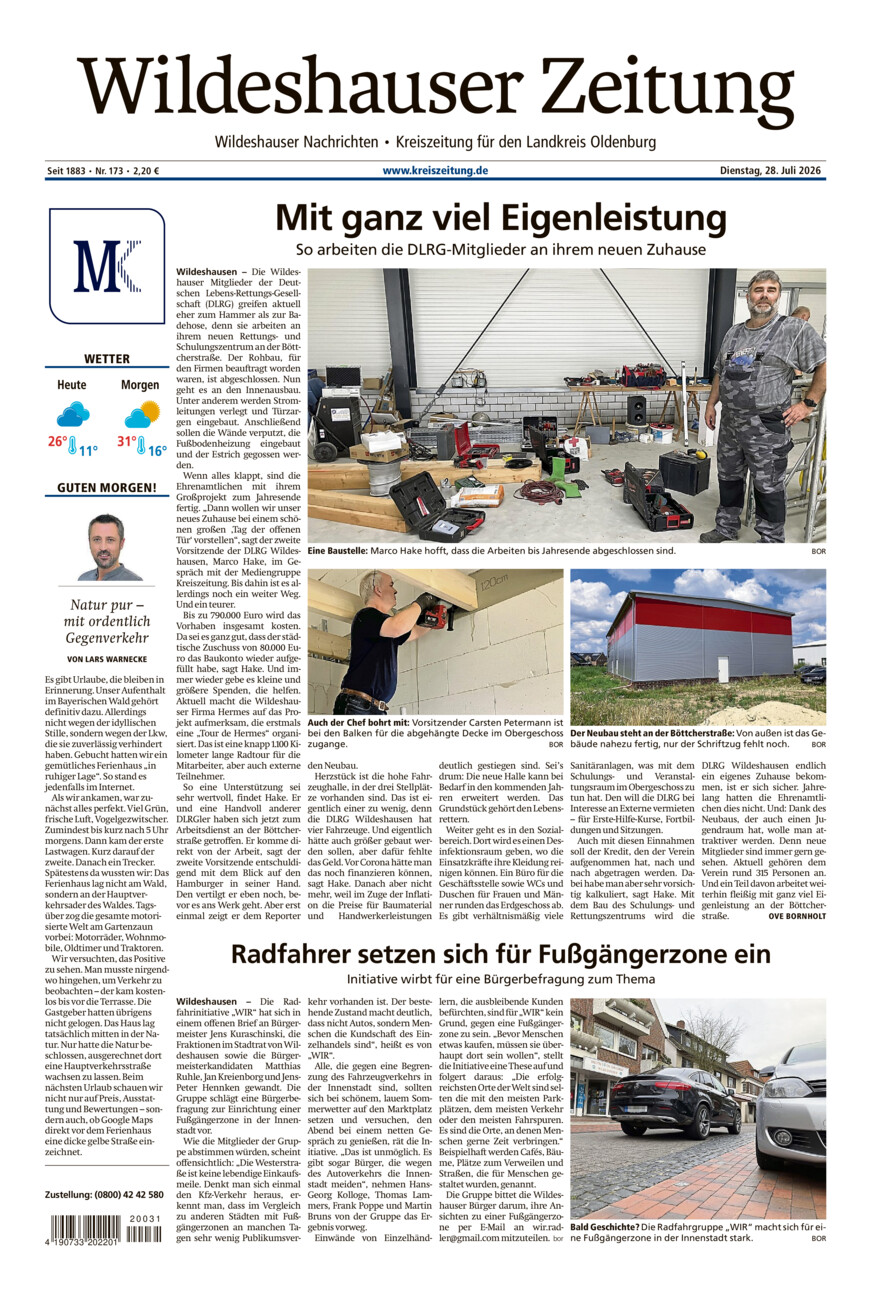 Wildeshauser Zeitung vom Dienstag, 28.07.2026