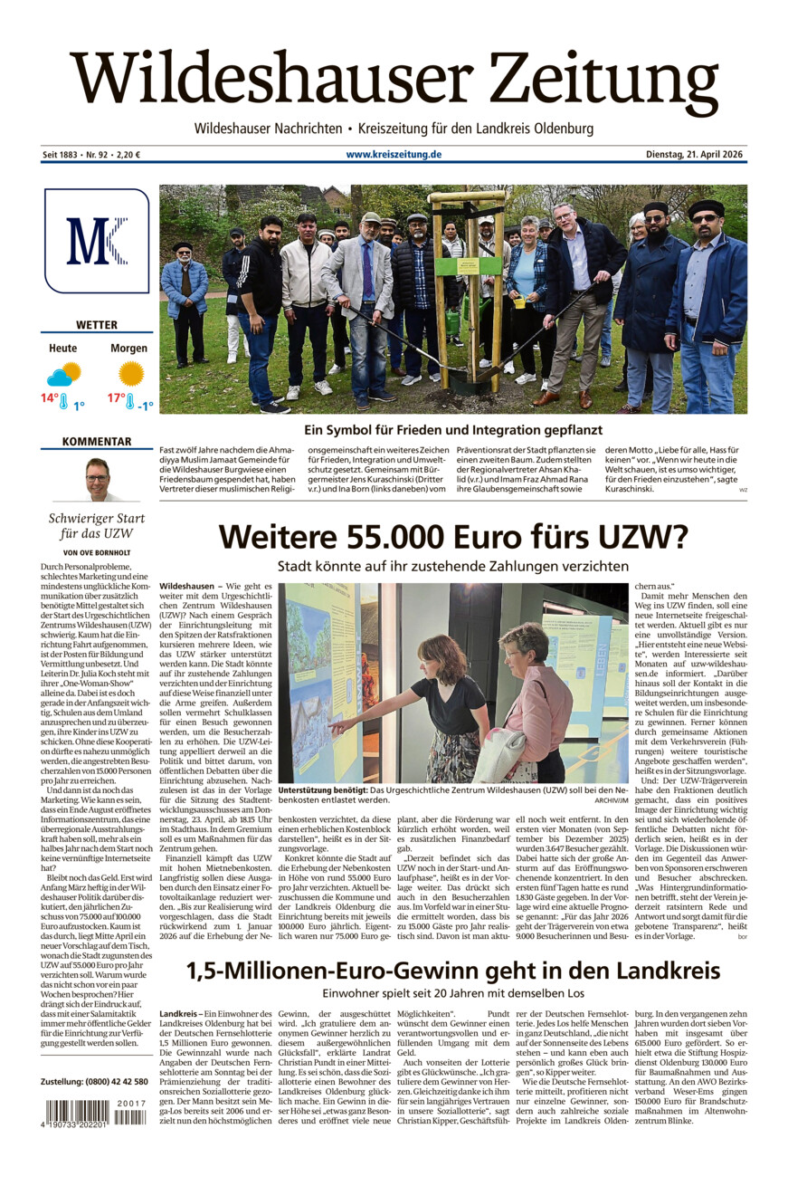 Wildeshauser Zeitung vom Dienstag, 21.04.2026