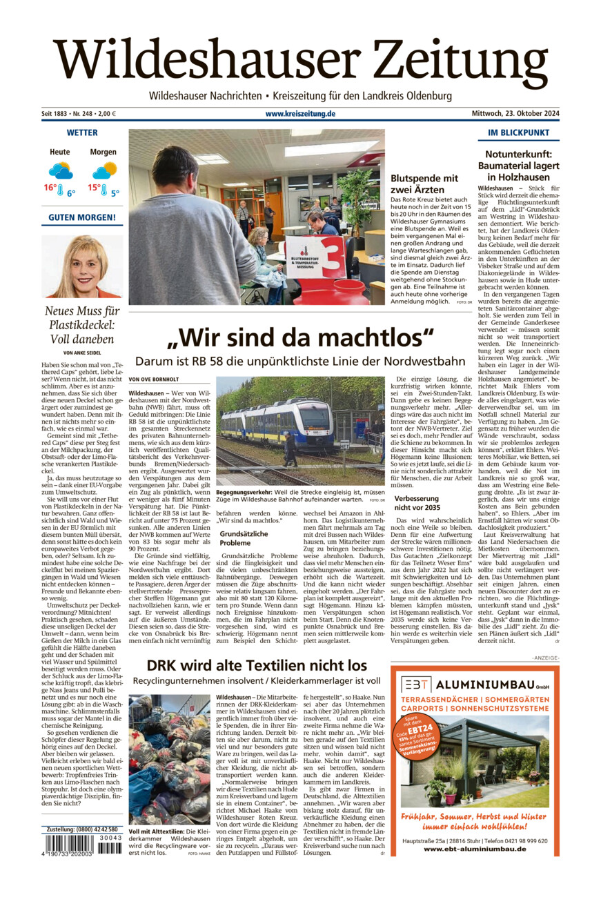 Wildeshauser Zeitung vom Mittwoch, 23.10.2024