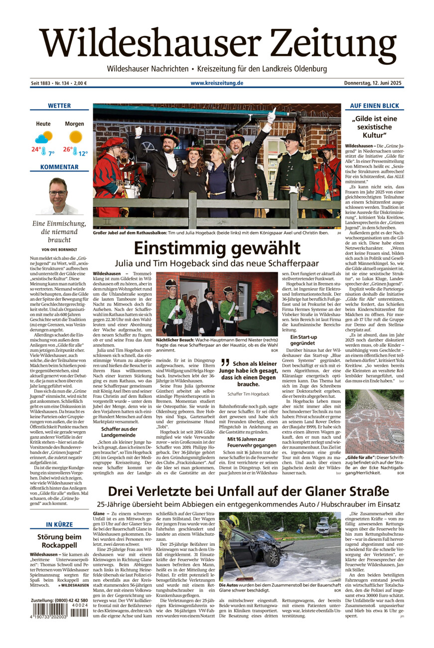 Wildeshauser Zeitung vom Donnerstag, 12.06.2025
