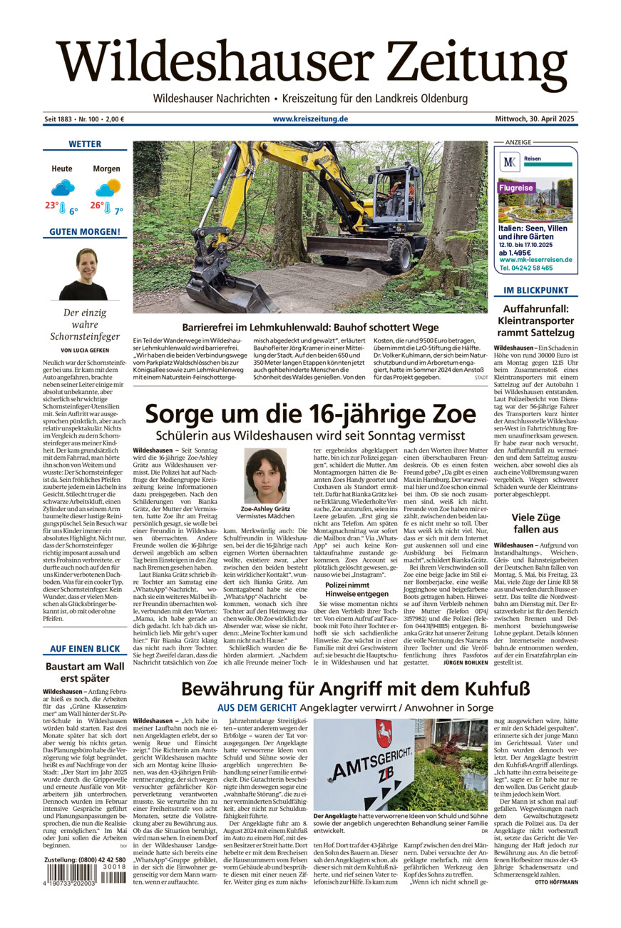 Wildeshauser Zeitung vom Mittwoch, 30.04.2025