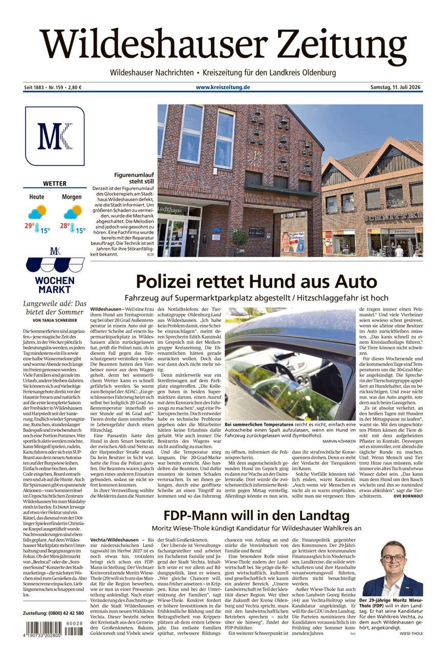 Wildeshauser Zeitung vom Samstag, 11.07.2026