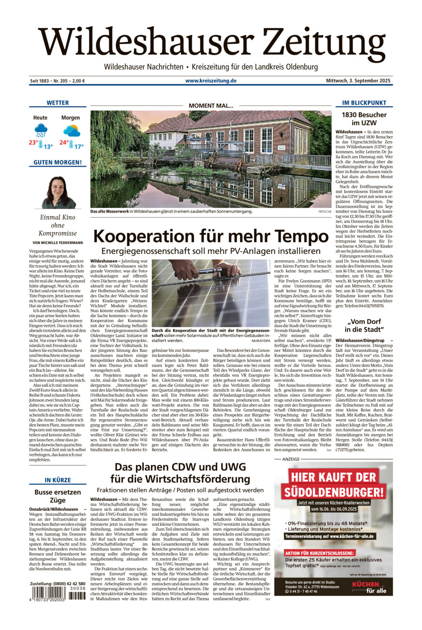 Wildeshauser Zeitung vom Mittwoch, 03.09.2025