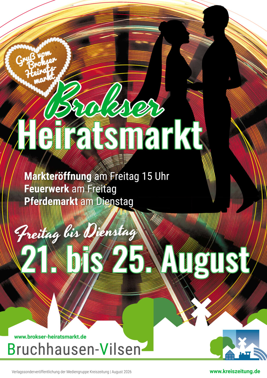 Brokser Heiratsmarkt 2026 vom Samstag, 15.08.2026