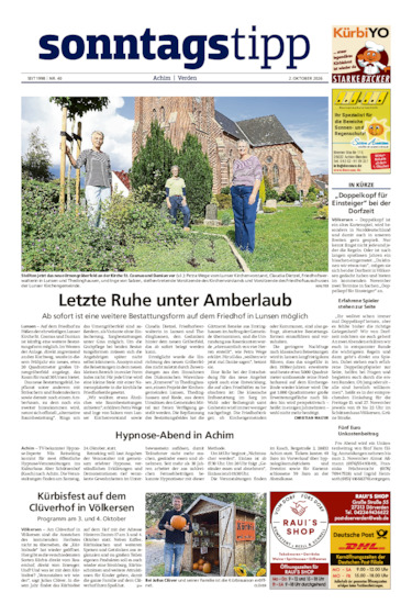 Sonntags-Tipp Achim-Verden vom 02.10.2026