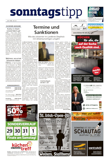 Sonntags-Tipp Syke-Weyhe-Bassum vom 25.07.2026