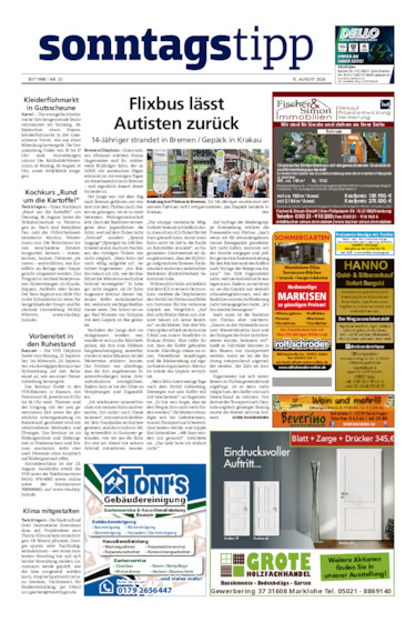 Sonntags-Tipp Syke-Weyhe-Bassum vom 15.08.2026