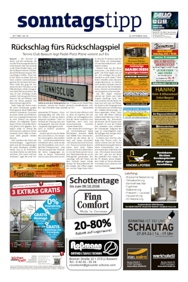 Sonntags-Tipp Syke-Weyhe-Bassum vom 26.09.2026